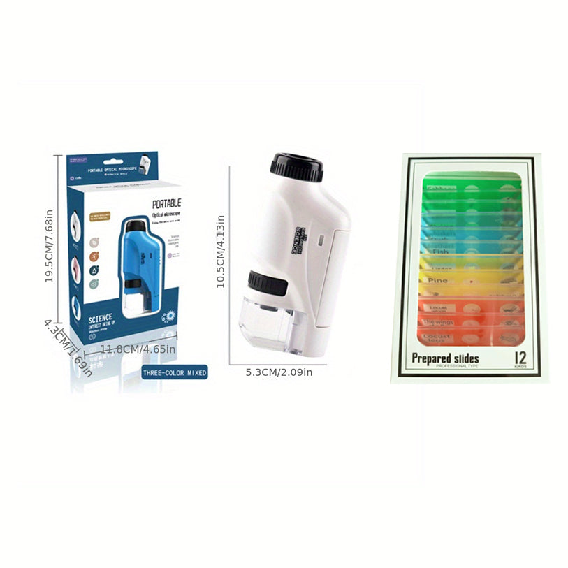 Microscope de poche pour enfants, avec lumière LED