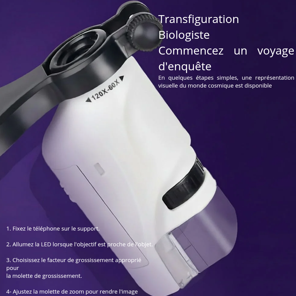 Microscope de poche pour enfants,  avec lumière LED